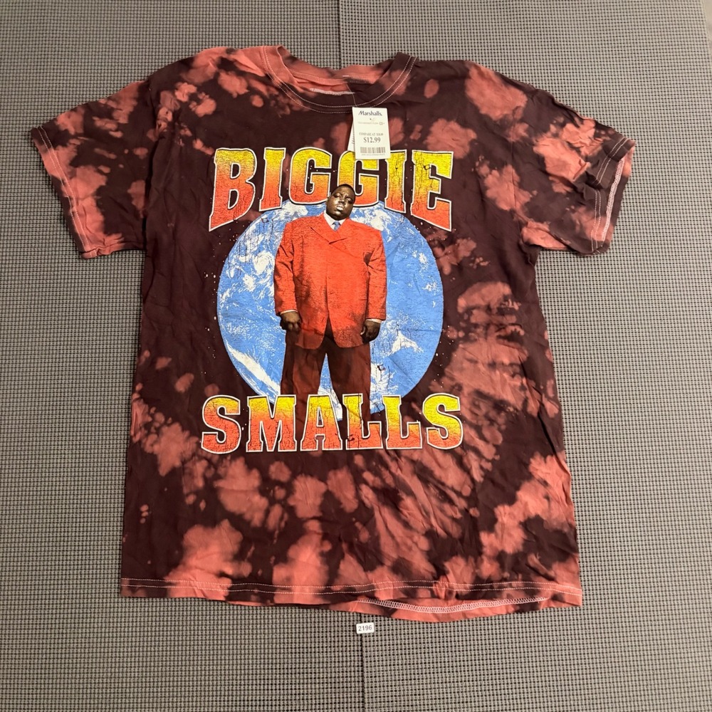 Notorious B.I.G. Biggie Smalls Tie Dye Graphic T-Shirt Large Burgundy New